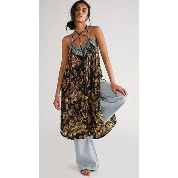 Free People New! Rare Garden Party Floral Print Maxi Dress\Top Ivory Combo Sz Xs - Picture 4 of 10